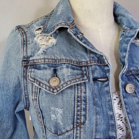 Aeropostale punk rock denim jean jacket for the punk in us all! - Picture 6 of 13
